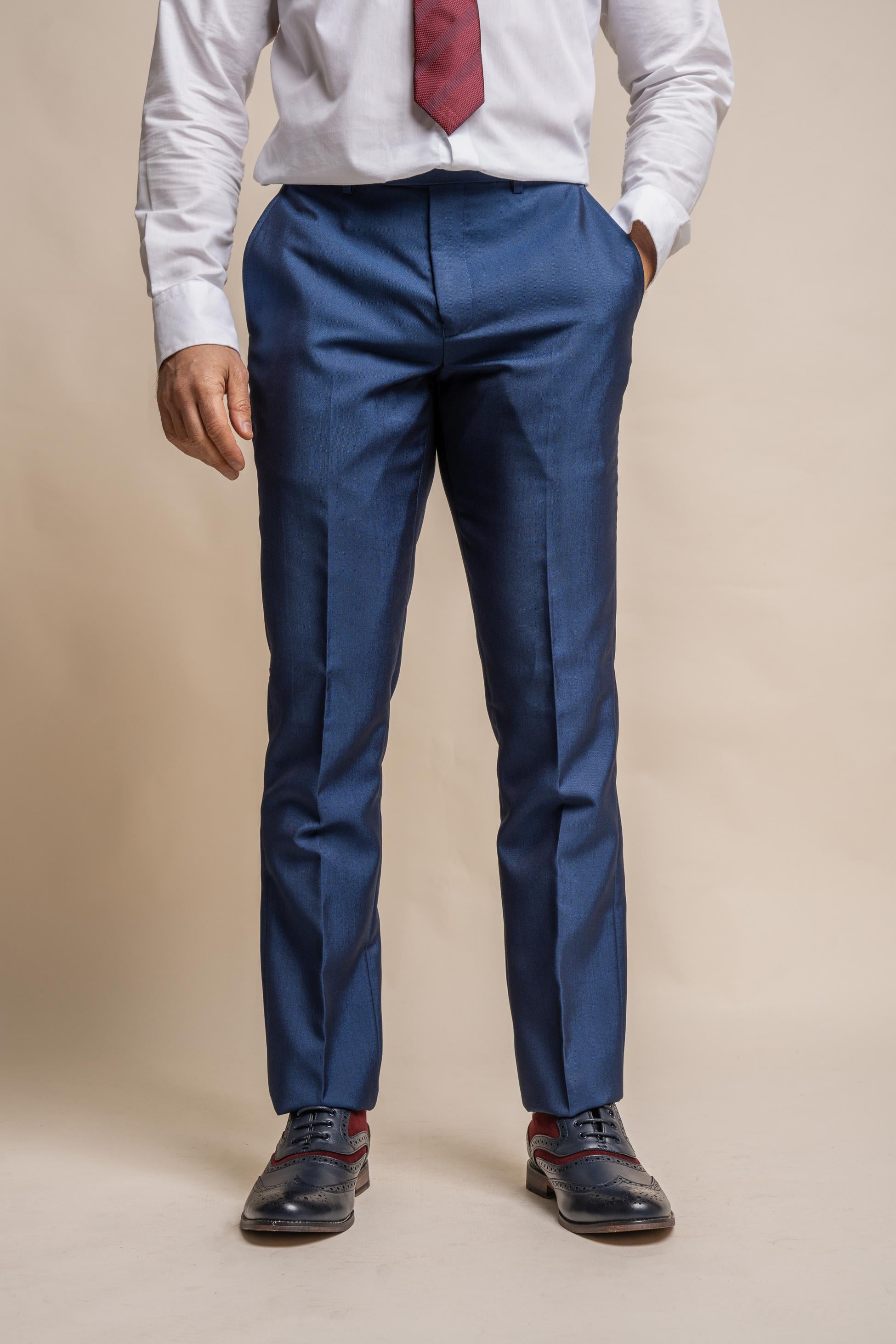 Men's Slim Fit Formal Royal Blue Trousers - FORD - Royal Blue