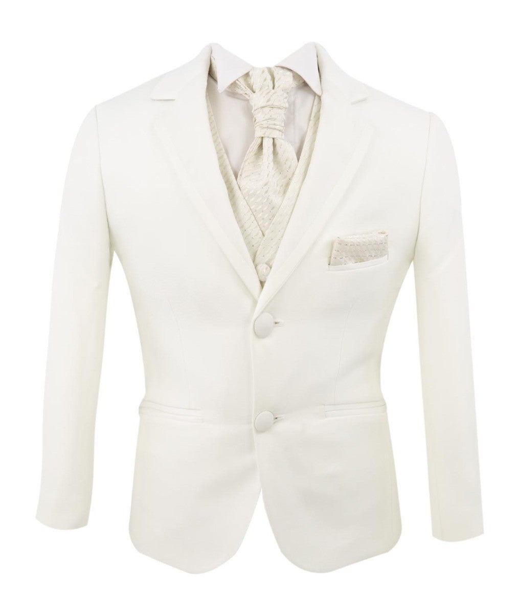 Boys 6 Piece Communion Tailored Fit Suit Set - White