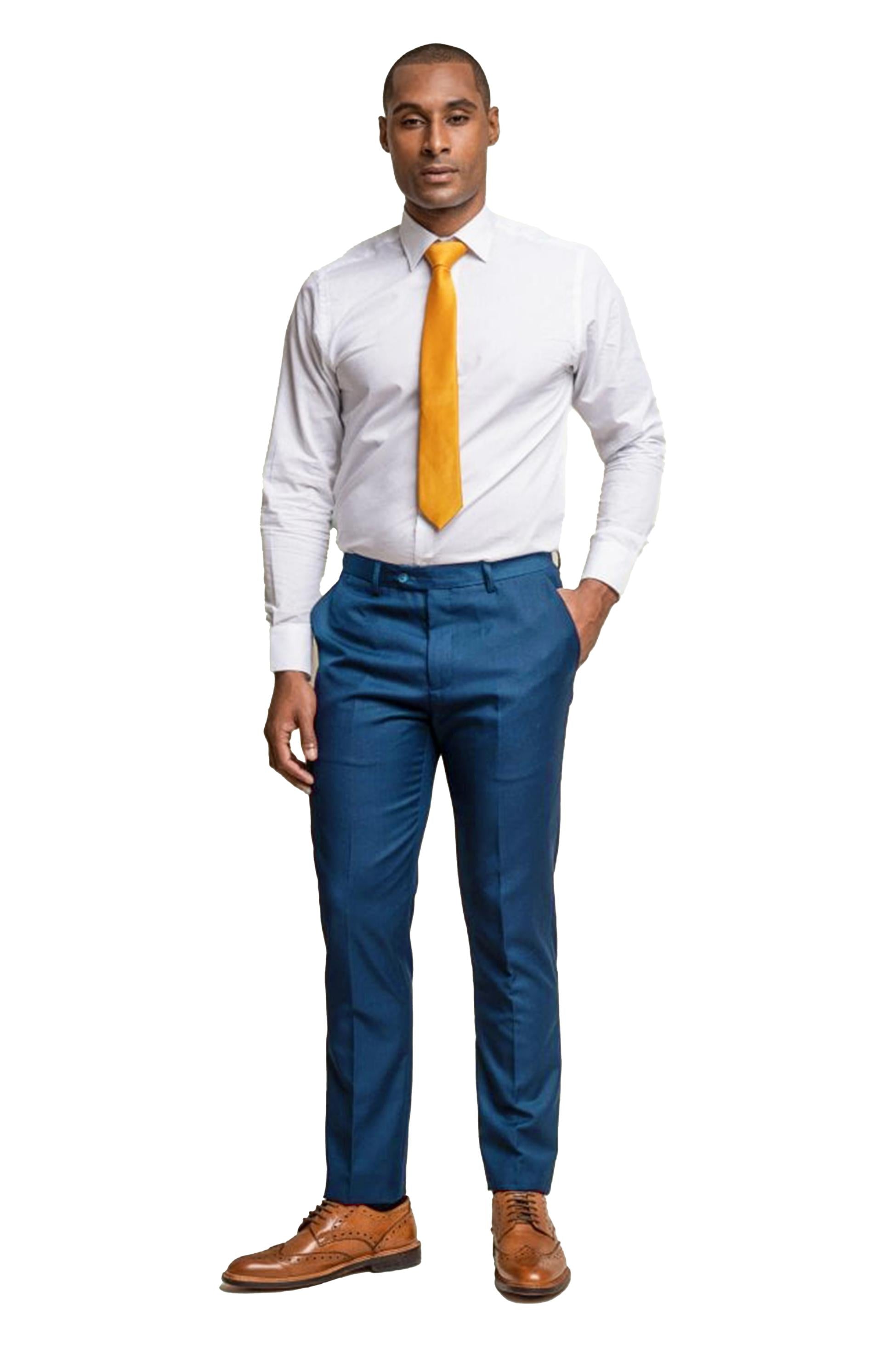 Men's Navy Blue Trousers Slim Fit - JEFFERSON - Navy Blue