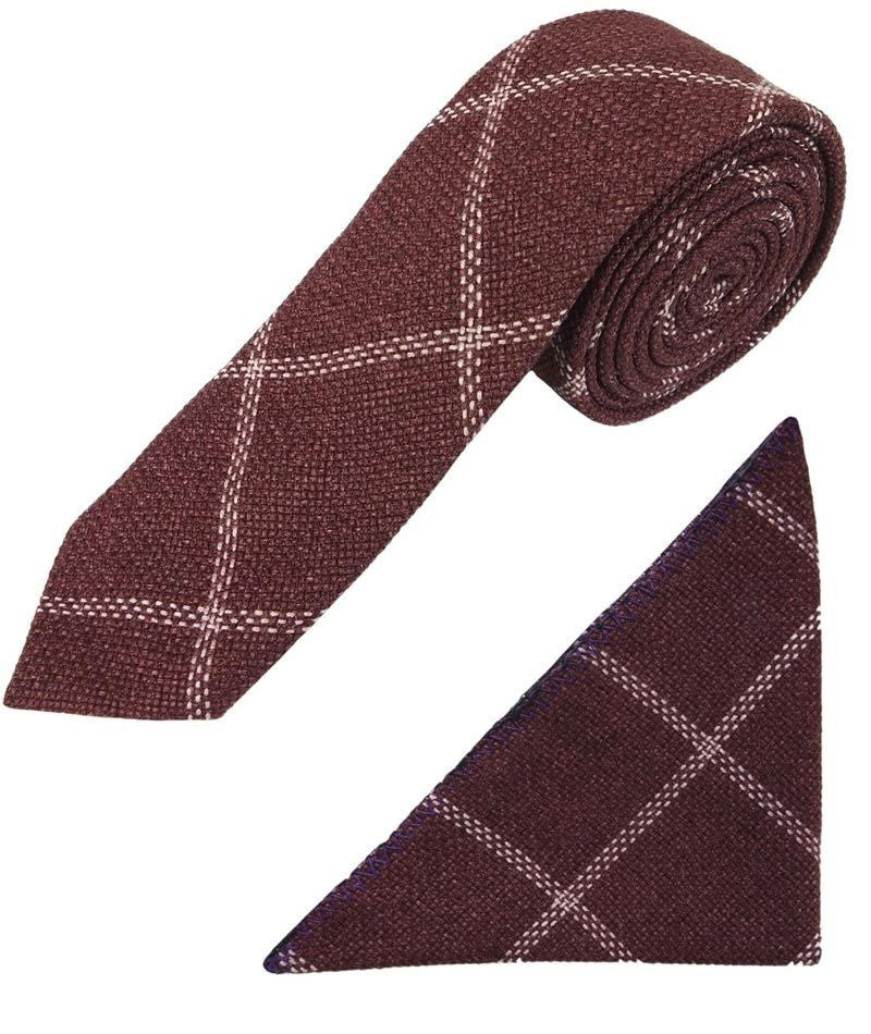 Boys Plaid Check Waistcoat Set - Maroon