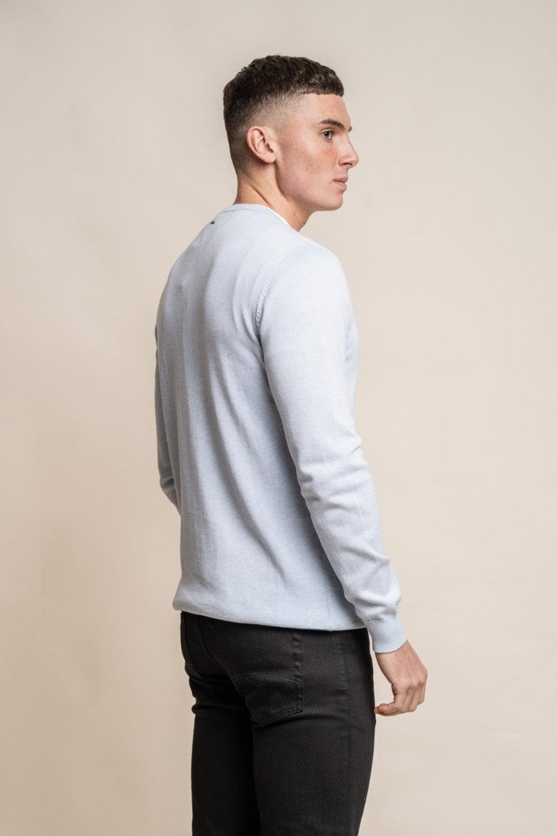 Men's Cotton Slim Fit Crewneck Jumper - Blue Marlin