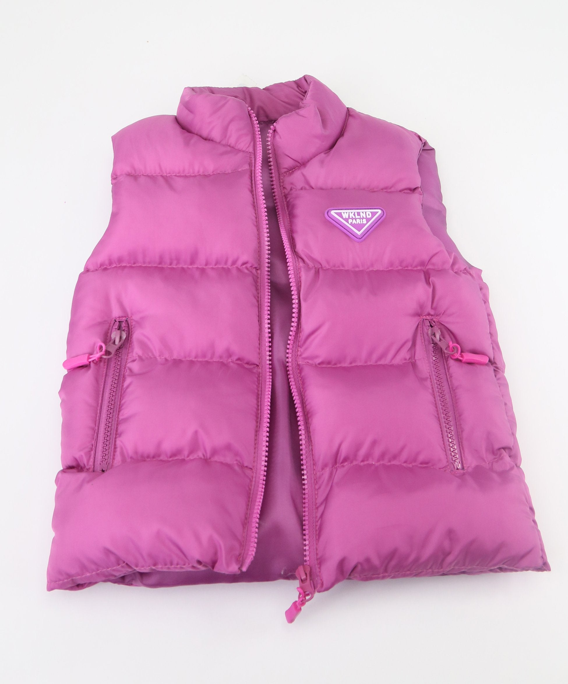 Girls Sleeveless Padded Puffer Gilet - Fuchsia