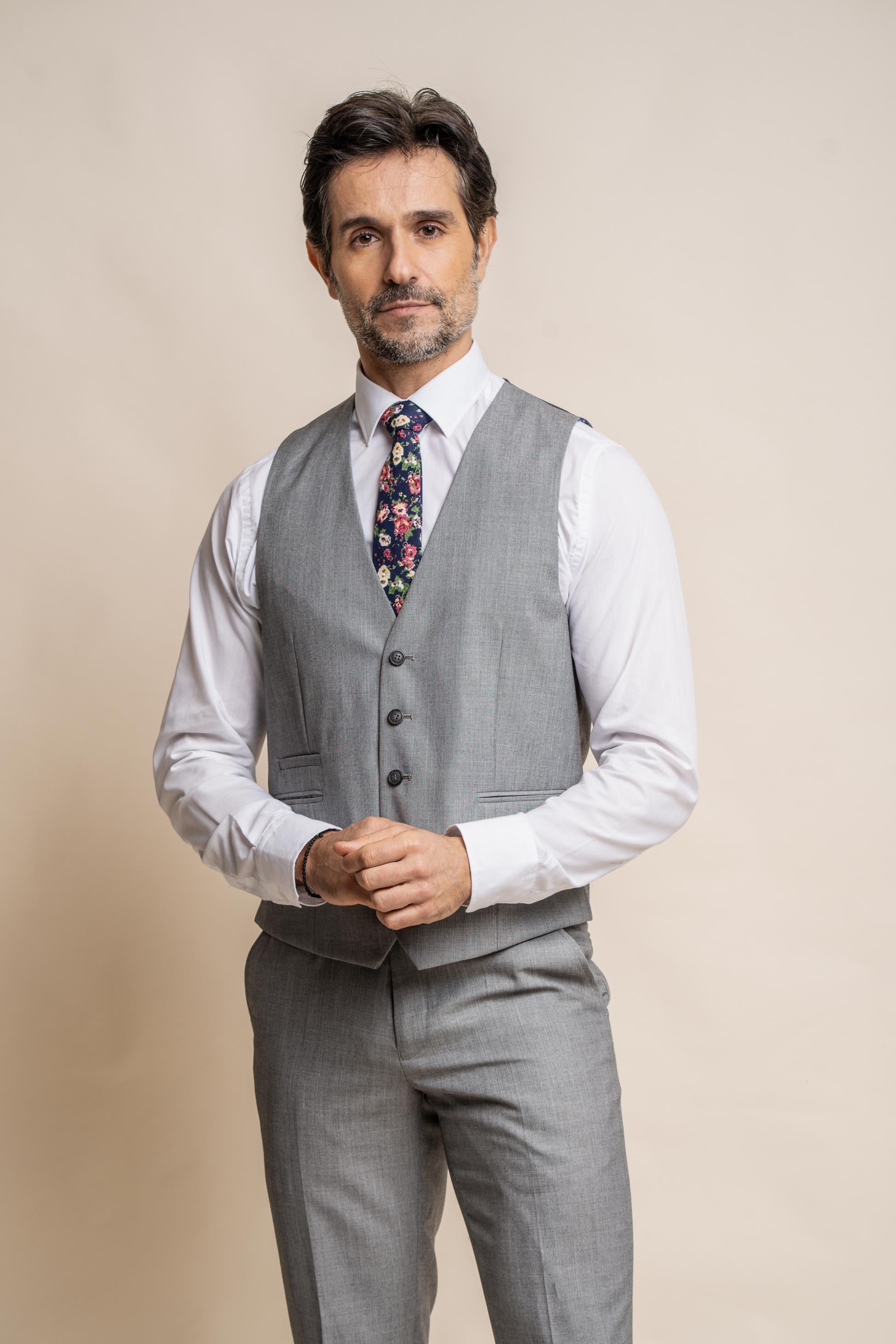 Men's Slim Fit Formal Waistcoat - REEGAN - Light Grey