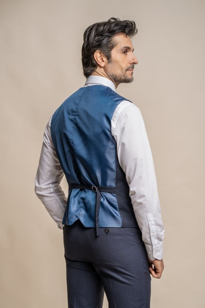 Men's Slim Fit Navy Waistcoat - SEEBA - Navy Blue