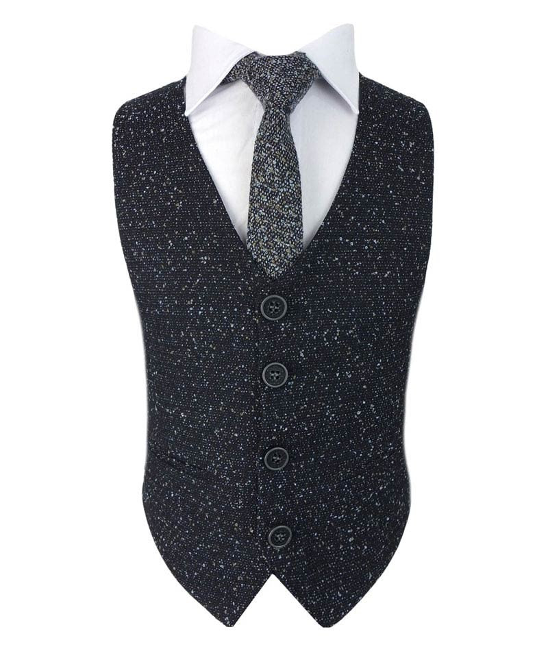 Boys Tailored Fit Tweed Suit with Chino - COSMO Navy - Navy Blue