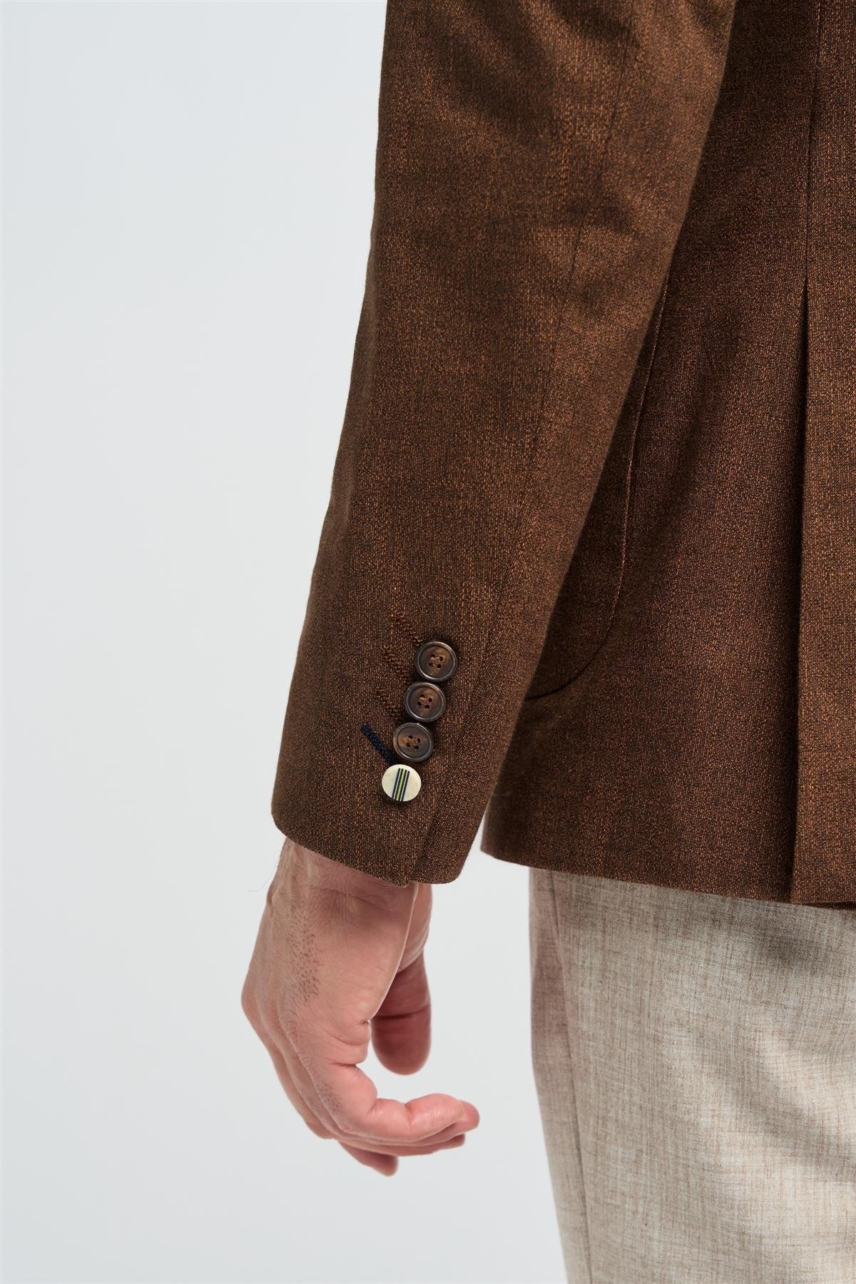 Men’s Rust Brown Cotton Formal Blazer - Edison - Rust Brown