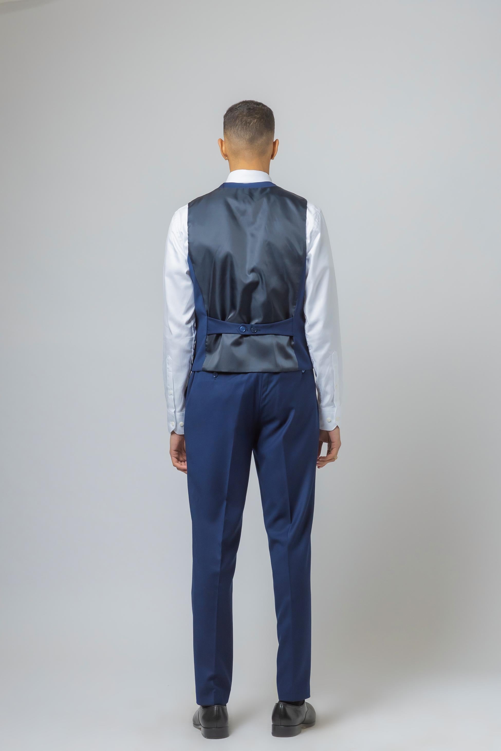 Men's Slim Fit Navy Waistcoat - ISAAC - Navy Blue