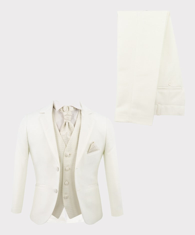 Boys 6 Piece Communion Tailored Fit Suit Set - White