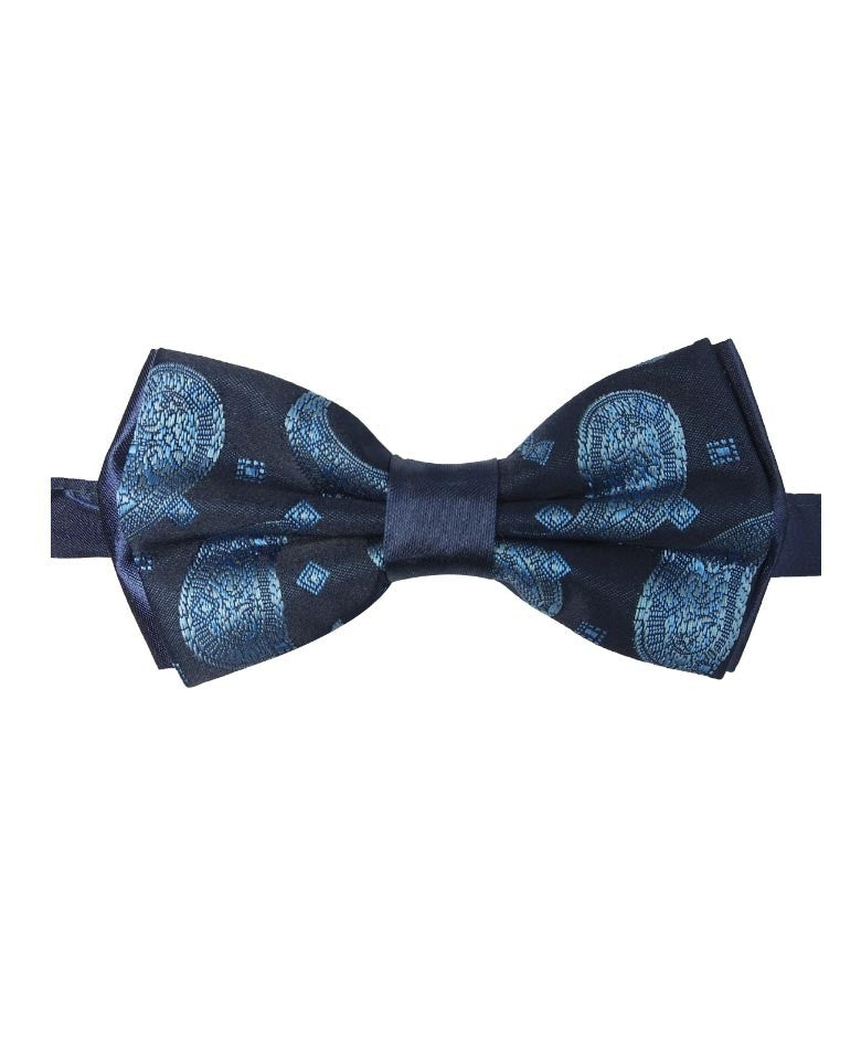 Boys & Men's Paisley Bow Tie and Hanky Set - Navy Blue