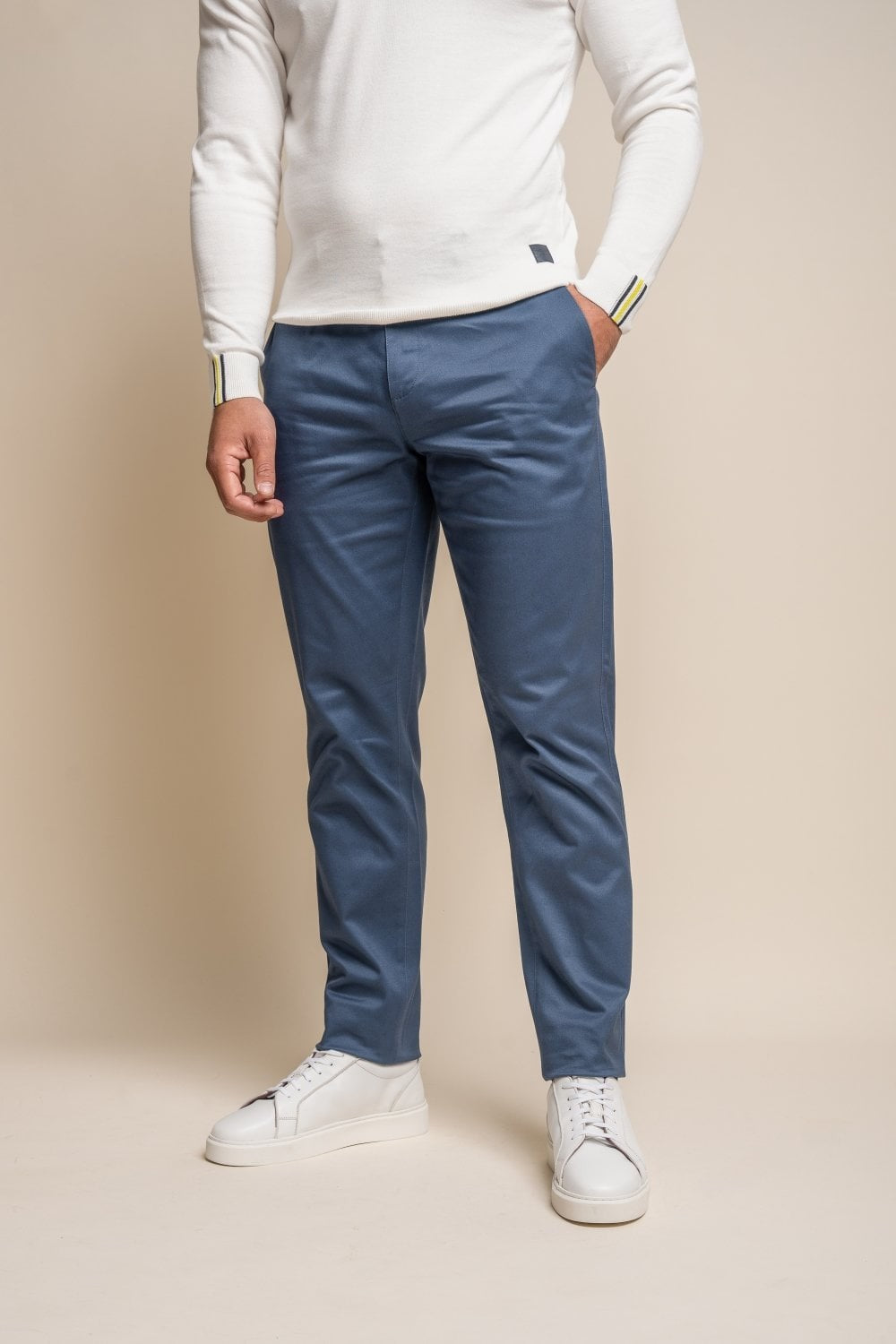 Men's Cotton Chino Trousers - DAKOTA - Cobalt Blue