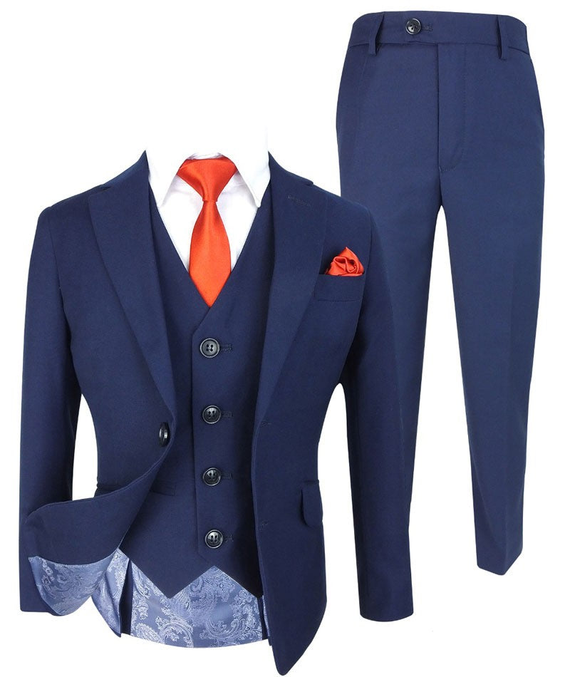 Boys Slim Fit Formal Blue Suit - Blue