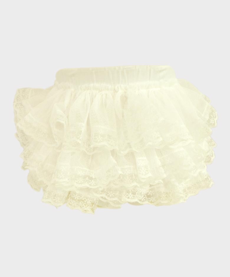 Baby Girls Ruffled Lace  bloomers - White