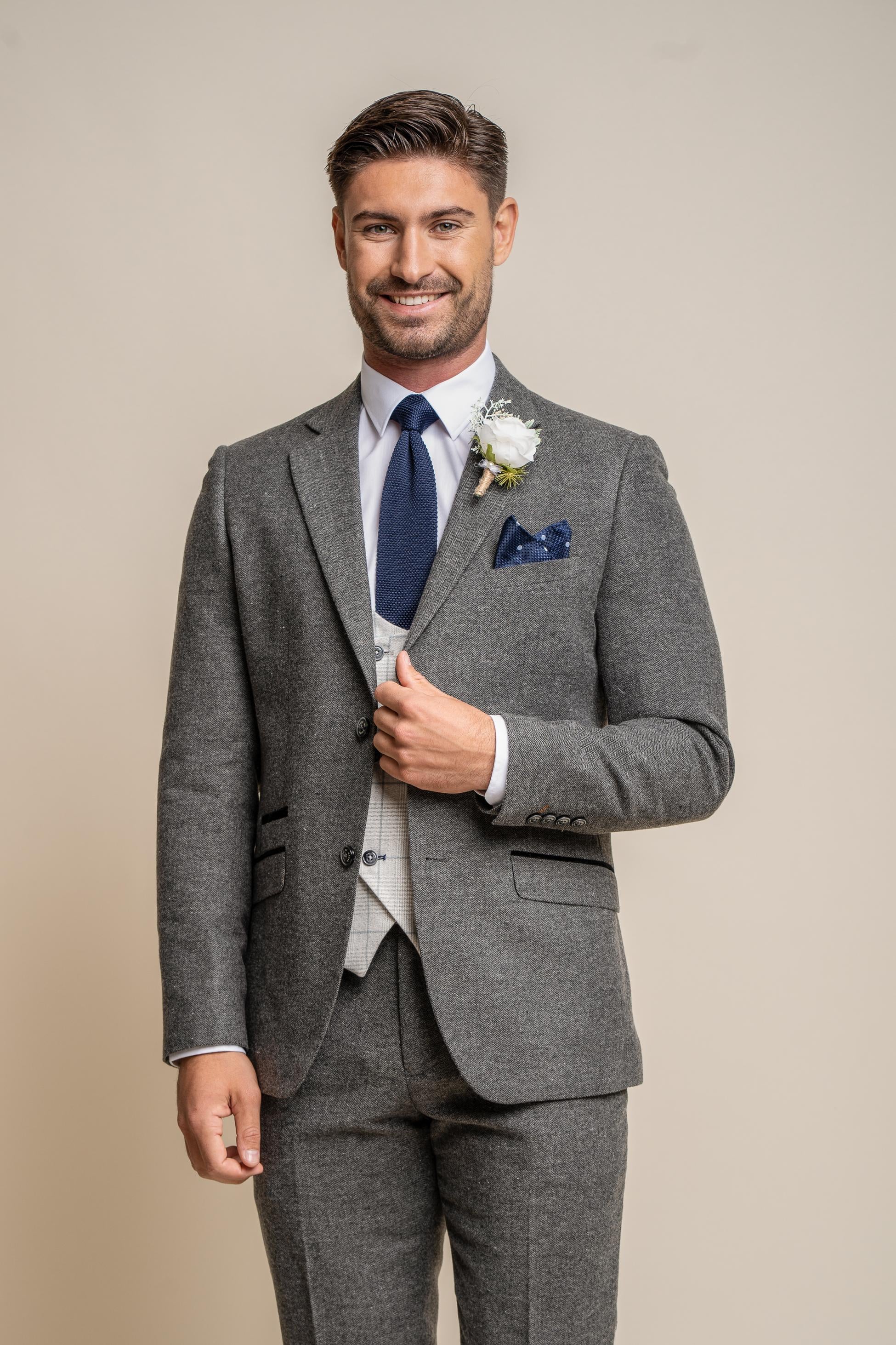 Men's Herringbone Suit with Double-breasted Waistcoat - Combined Set Martez Radika