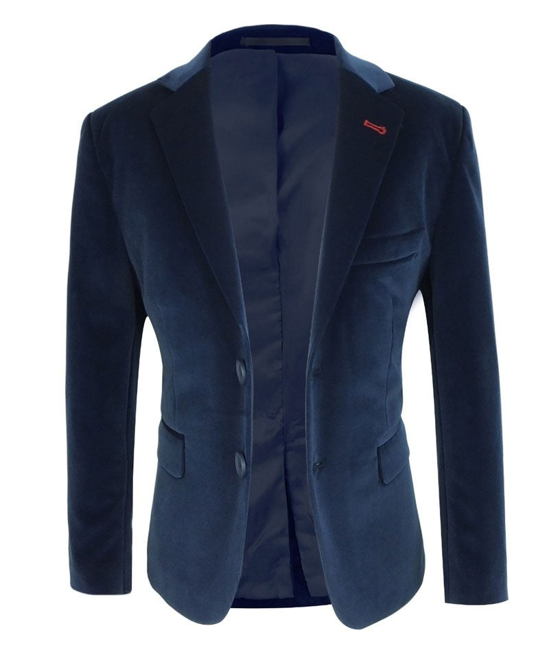 Boys Velvet Parliament Blue Blazer - Parliament Blue