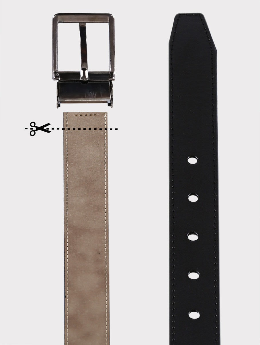 Boys Adjustable Leather Belt - Matte Black