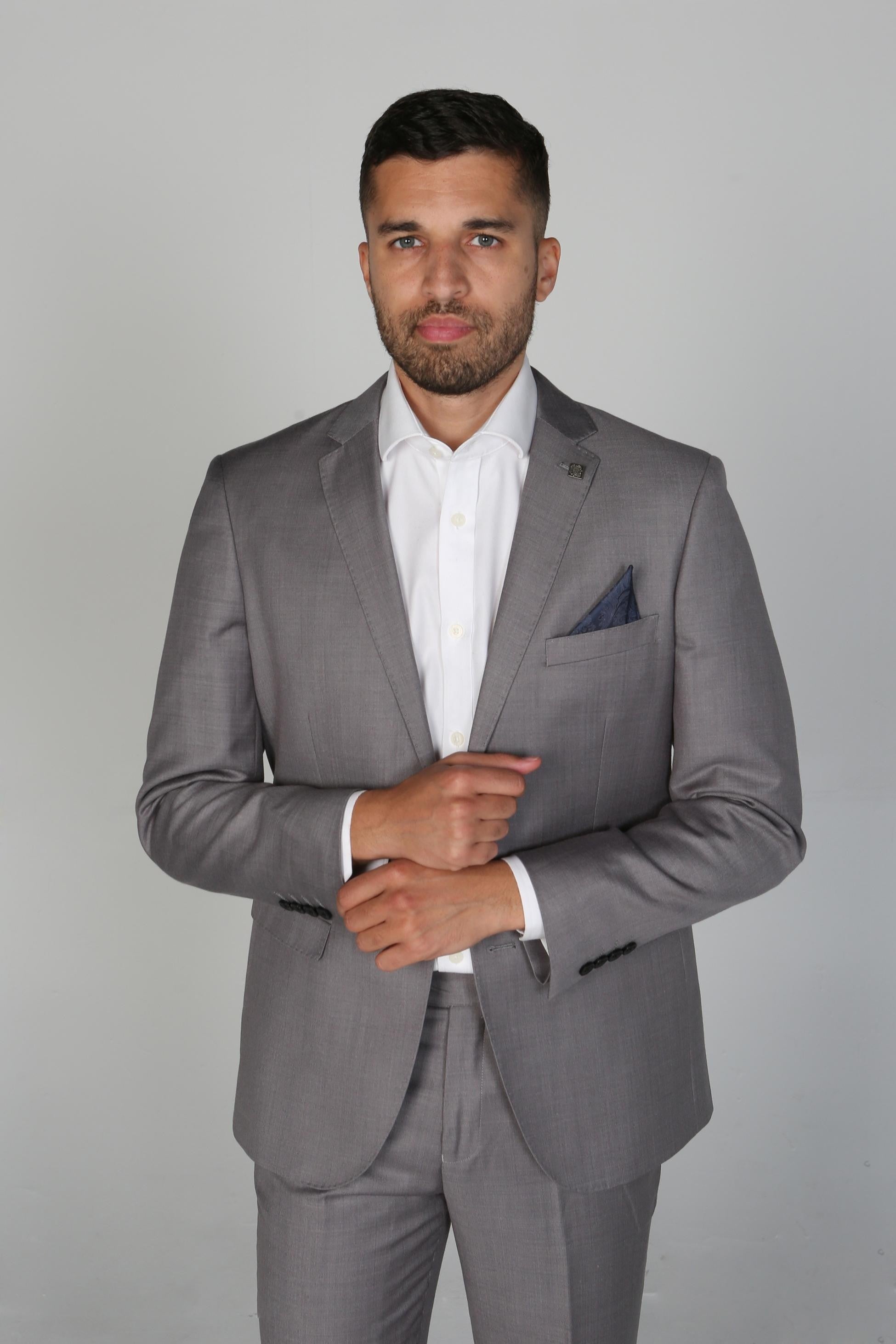 Men's Tailored Fit Formal Suit  - CHARLES - Light Grey