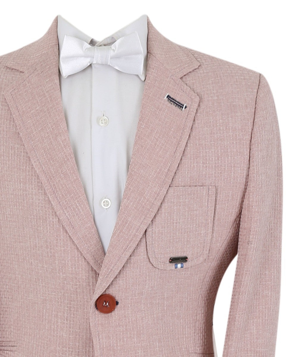 Boys Twill Single Breasted Slim Fit Blazer - TERRY - Powder Pink