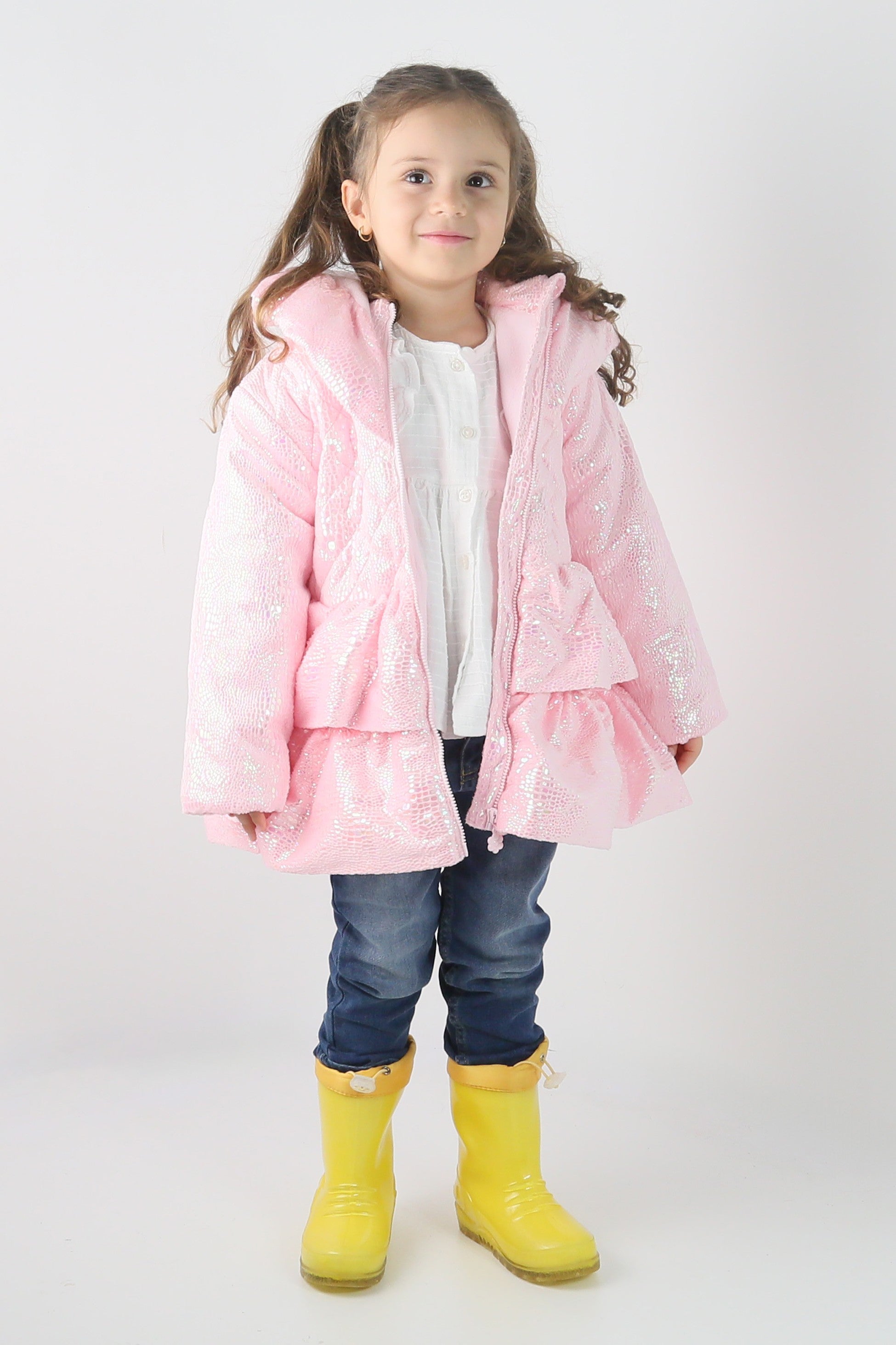 Baby & Girls' Iridescent Quilted Hooded Puffer Coat - SCARLET - Pink