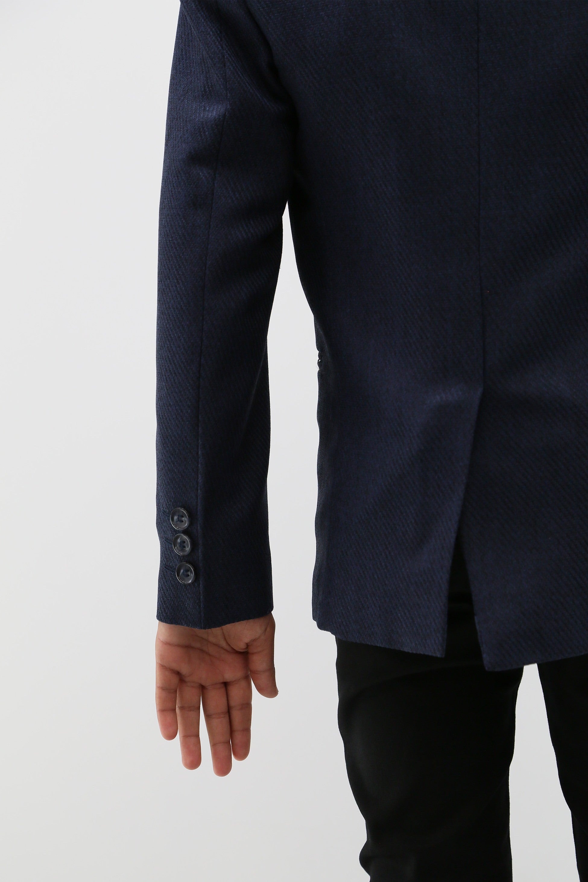 Boys Formal Textured Tweed Blazer - Navy Blue