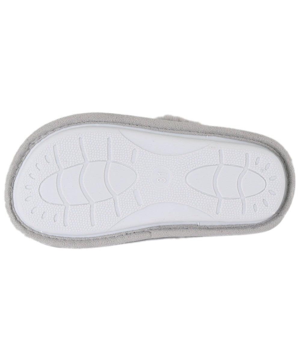 Boys Slip On Fur Grey Slippers - Crown - Grey