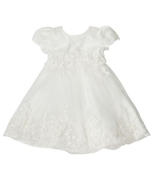 Baby Girls Balloon Sleeves Tulle Dress - RIYA - Ivory