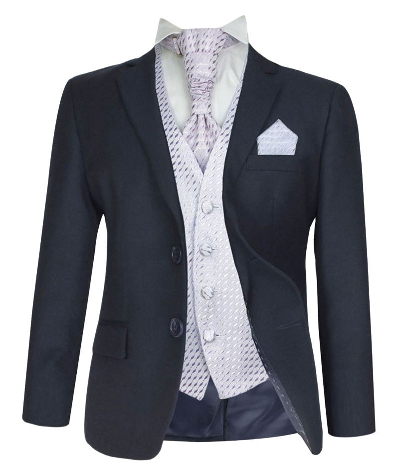 Boys 5 PC Navy Dinner Suit - Lilac