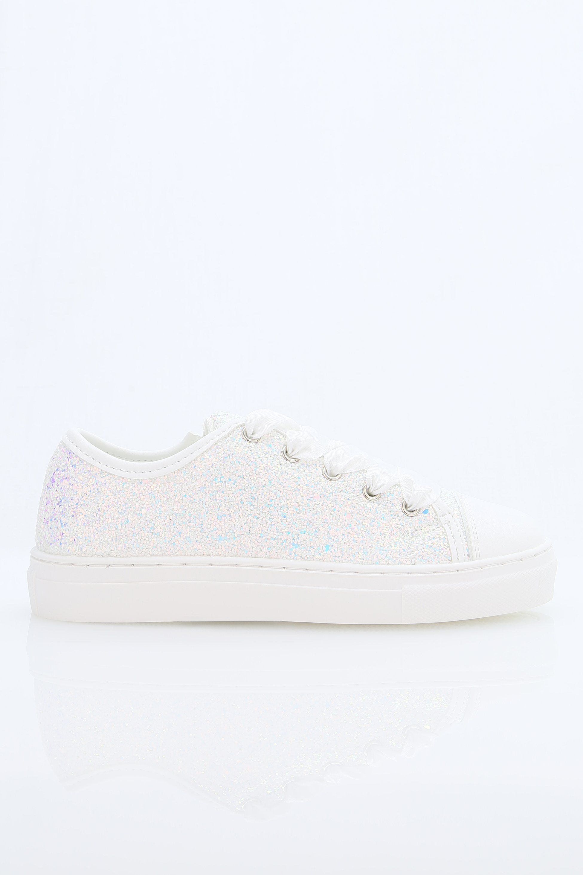 Girls' Glitter Sneakers with Satin Ribbon Laces – TRINITY - Multicolour