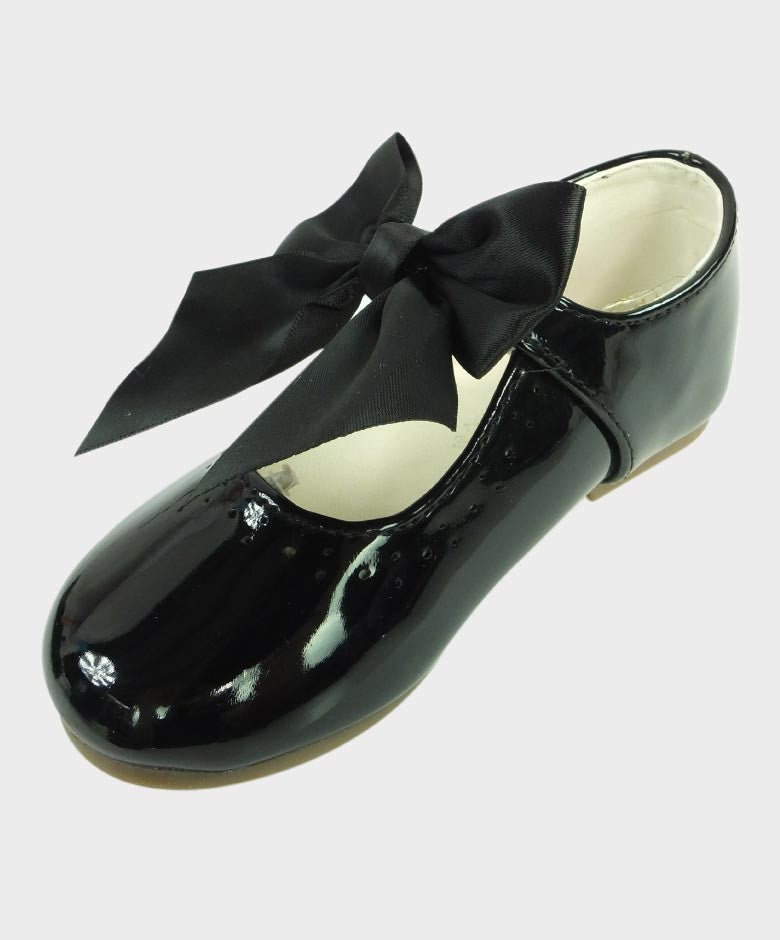 Girls Patent Mary Jane Flat Shoes - Black