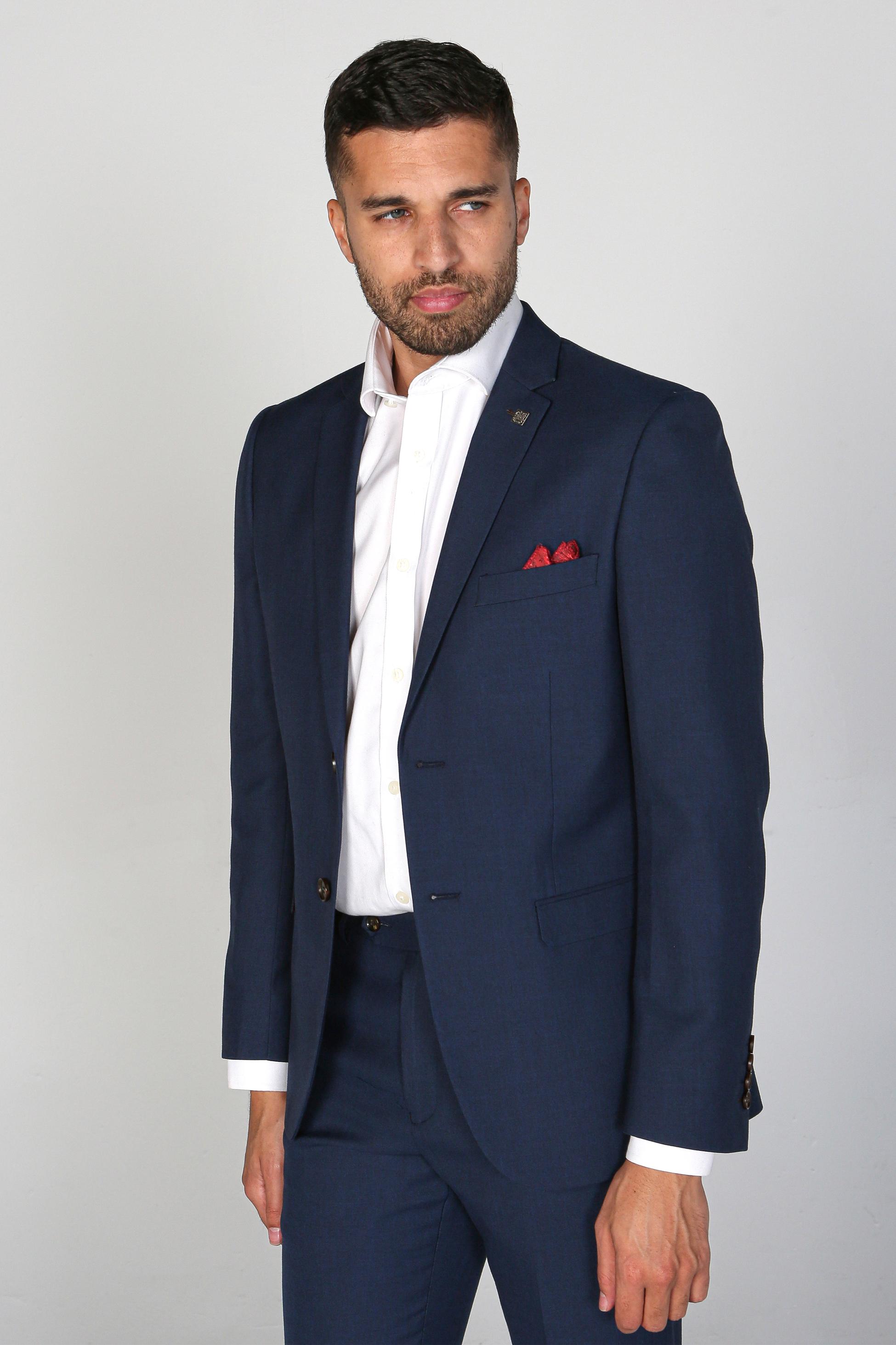 Men's Tailored Fit Formal Suit - CALVIN Navy - Navy Blue