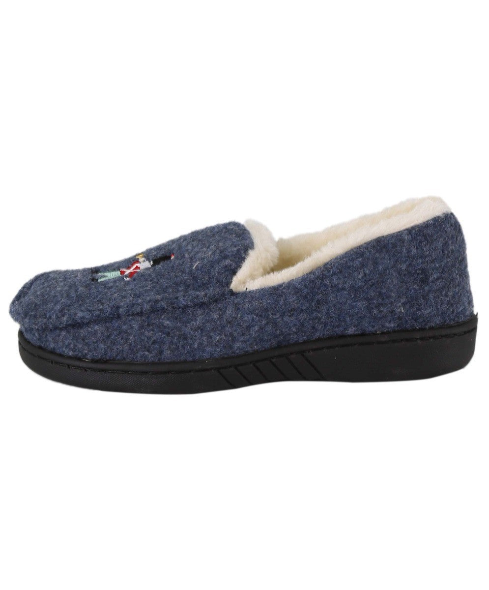 Boys Plush Navy Soldier Slippers - Navy Blue