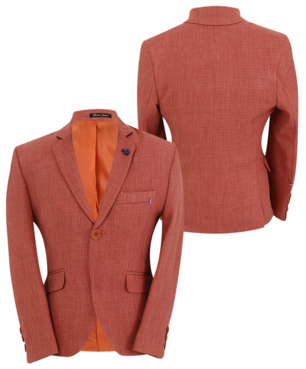 Boys Single Breasted Textured Slim Fit Blazer - VARDY - Brick