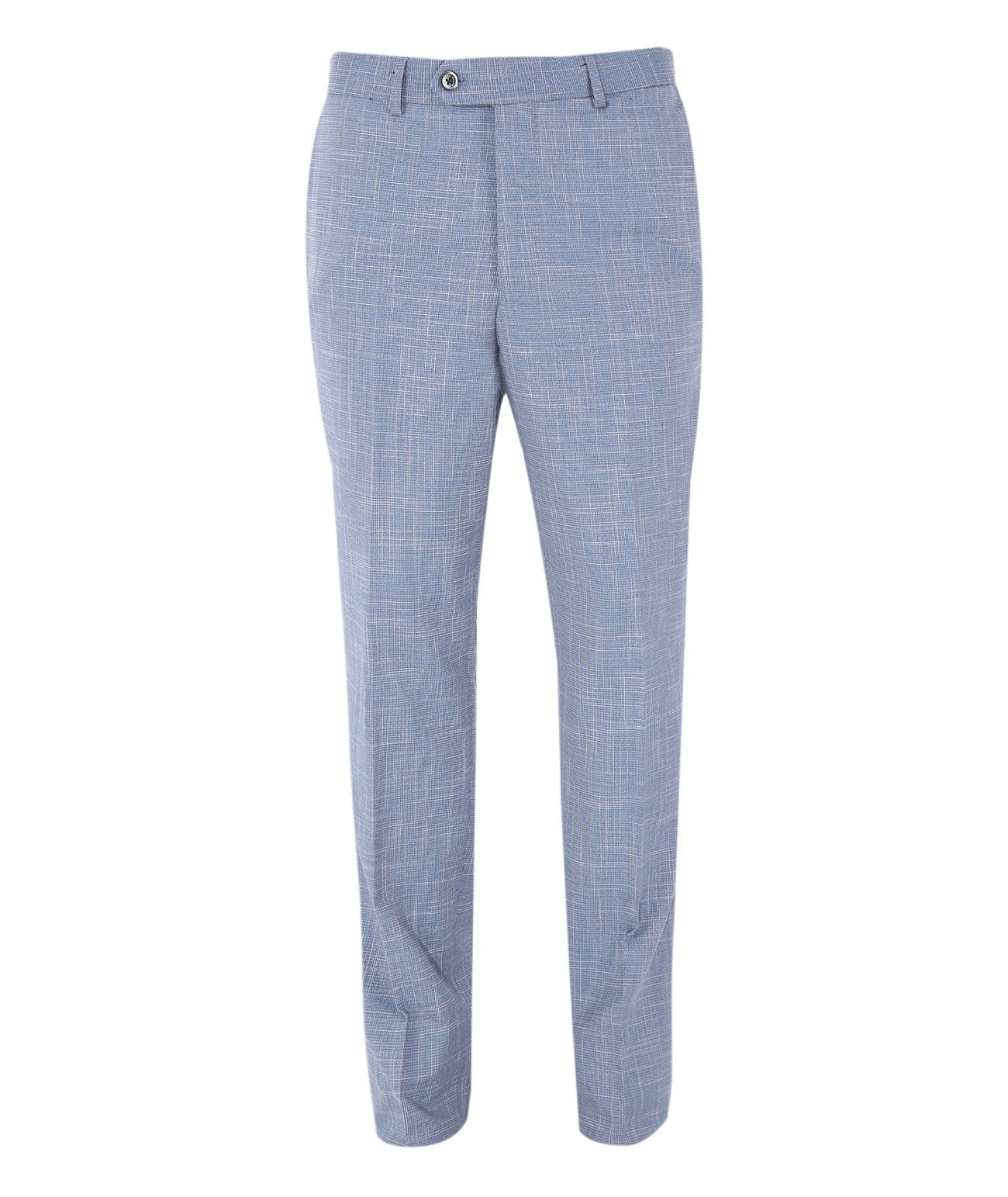 Men's Slim Fit Check Trousers - COLT ICE - Light Blue