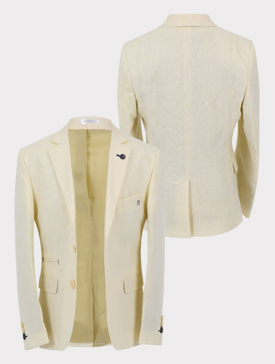 Boys Casual Linen Blazer - Beige