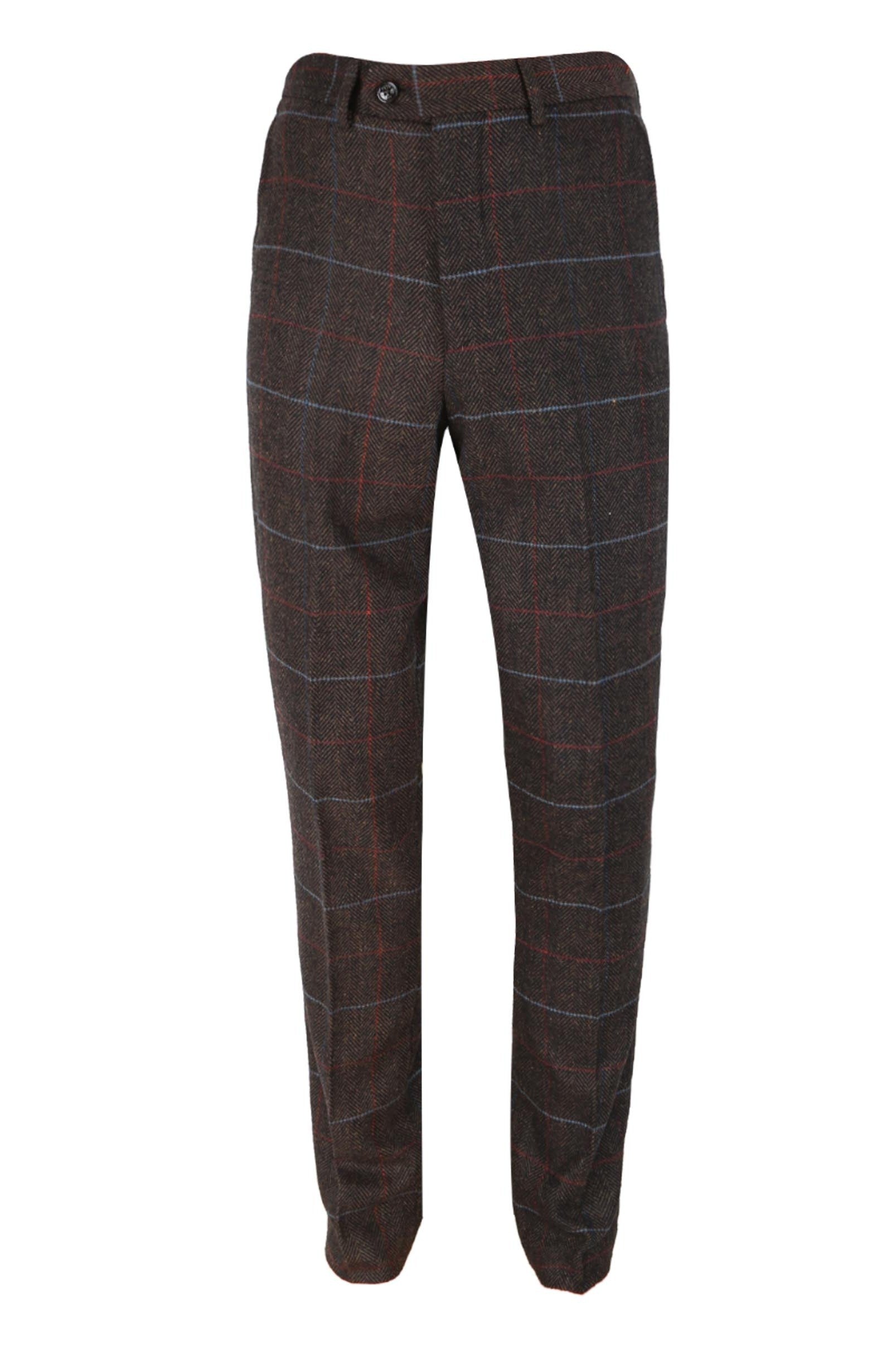 Men's Retro Check Slim Fit Trousers - TOMMY Brown - Brown