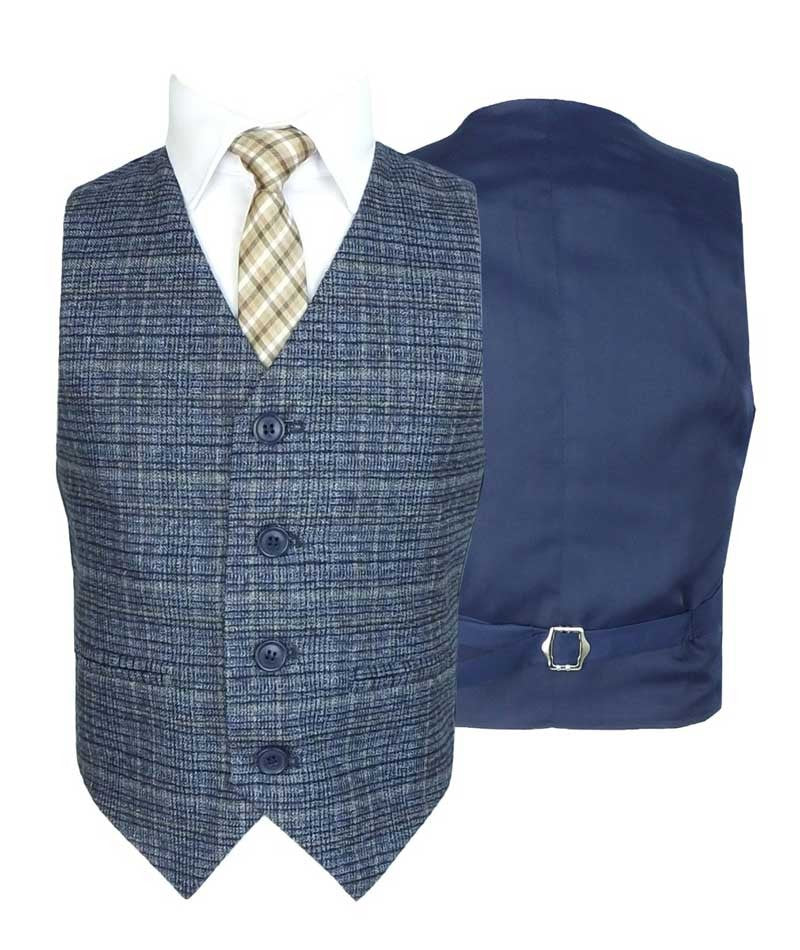 Boys Tweed Check Sky Blue Suit Set - Sky Blue