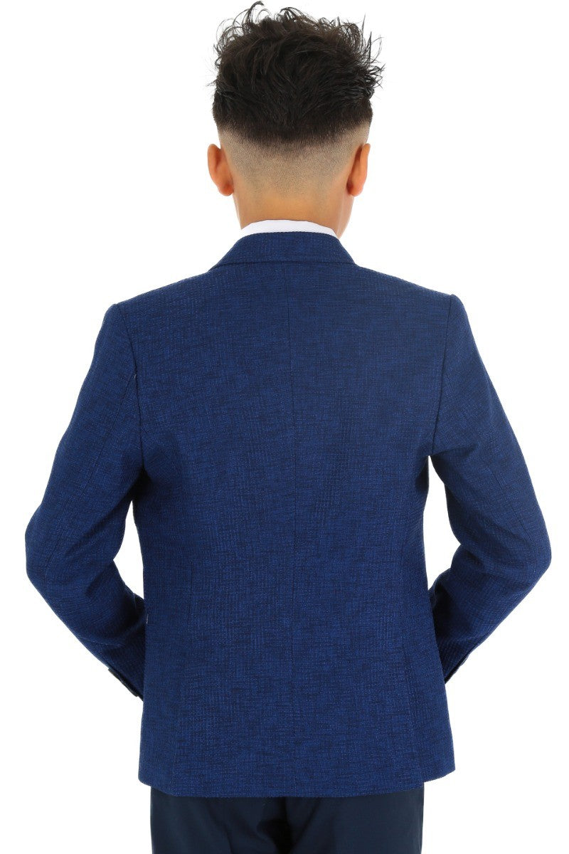 Boys Slim Fit Twill Formal Blazer - TERRY - Navy Blue