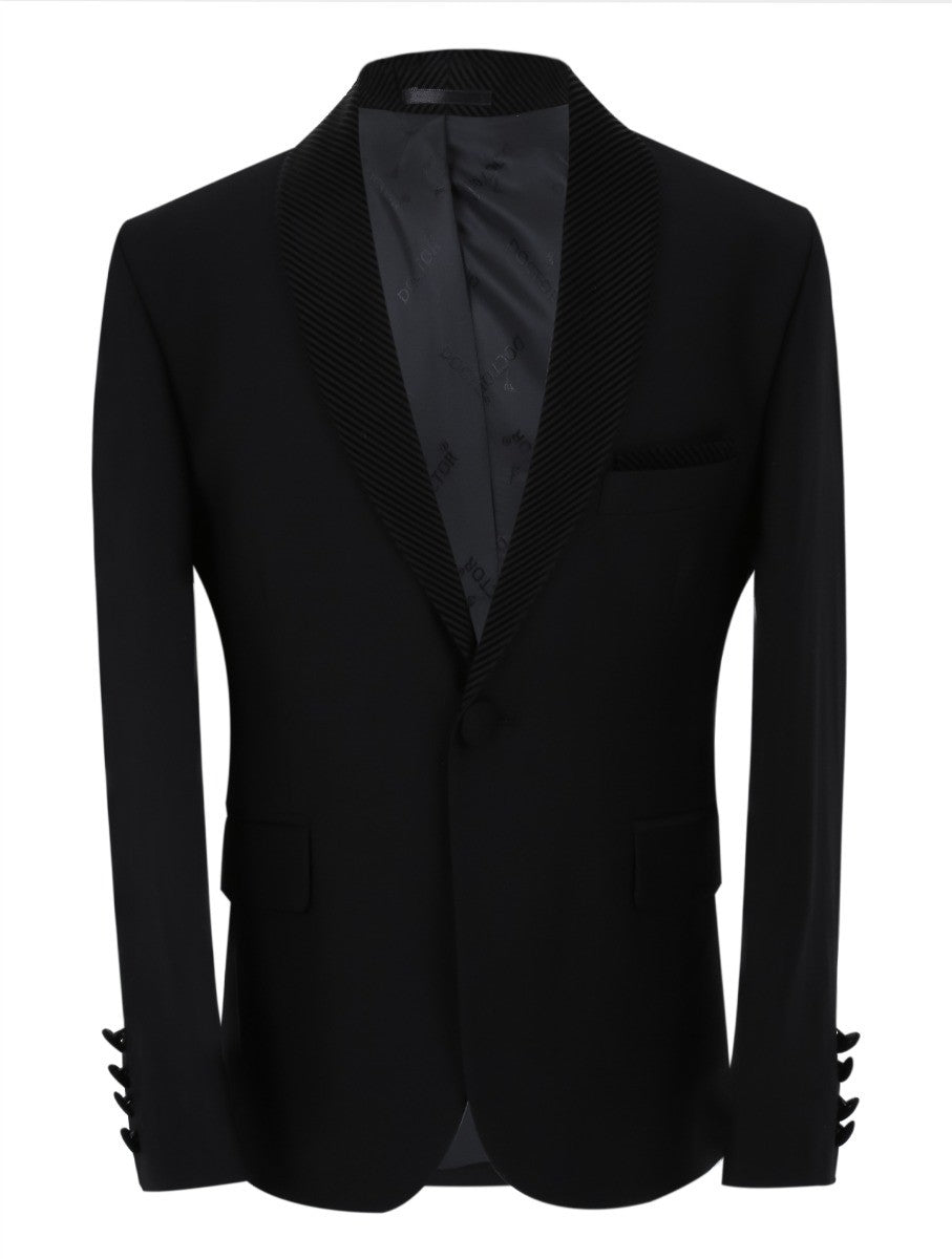 Boys Tuxedo Suit - Corduroy Velvet Waistcoat & shawl lapel - White- Black