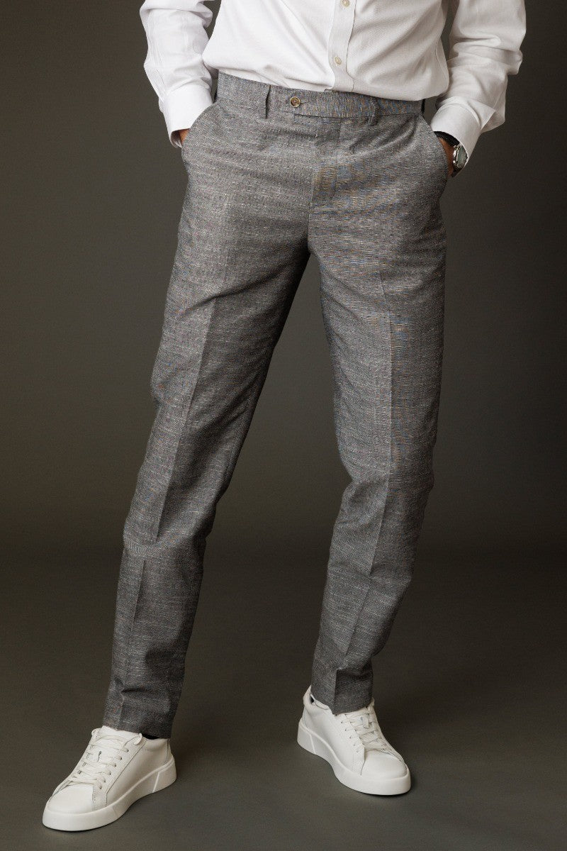 Men’s Rowan Grey 2 Pieces Suit Textured Wedding Cotton Set - Grey