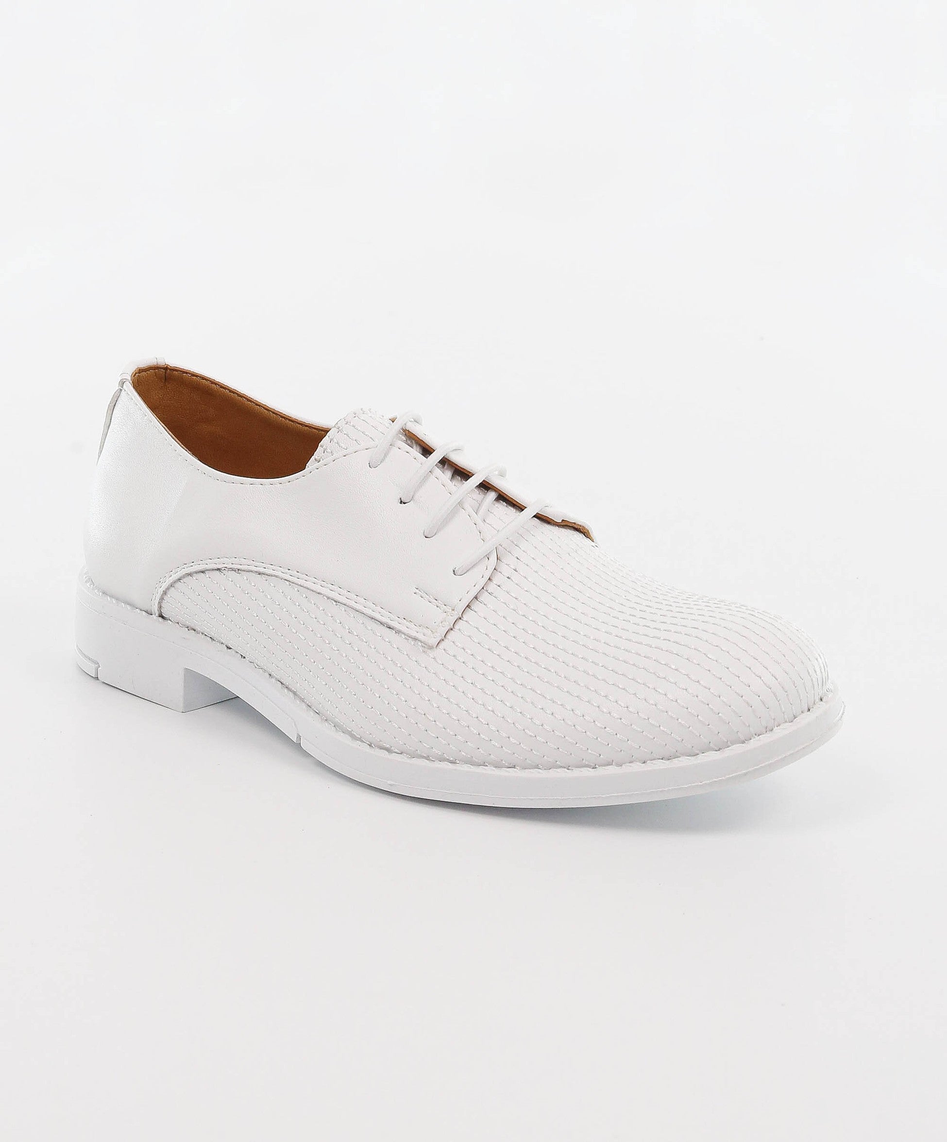 Boys Leather Lace Up Formal Shoes - White