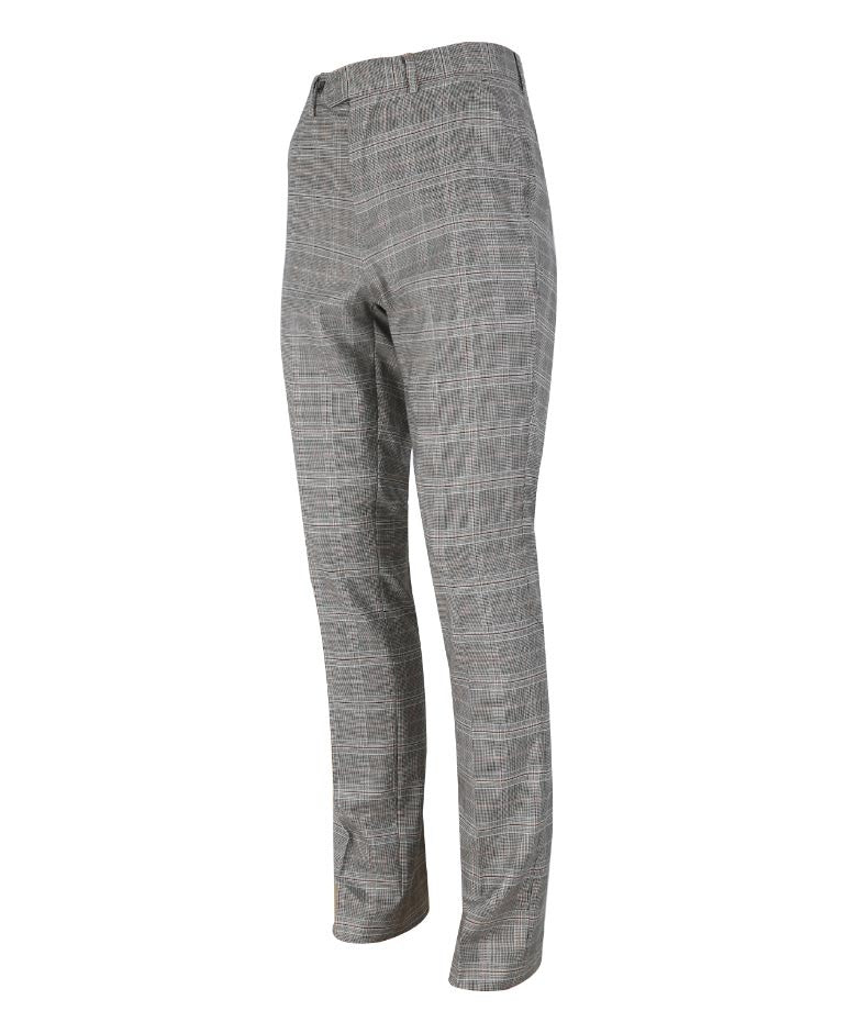 Men's Slim Fit Retro Check Trousers - QUINCY Stone - Dark Grey