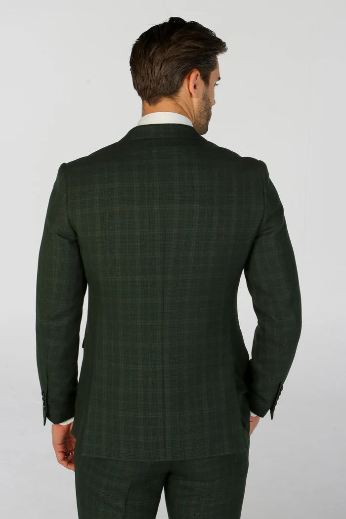 Men's Tailored Fit Check 2PC Suit -  LEO - Green