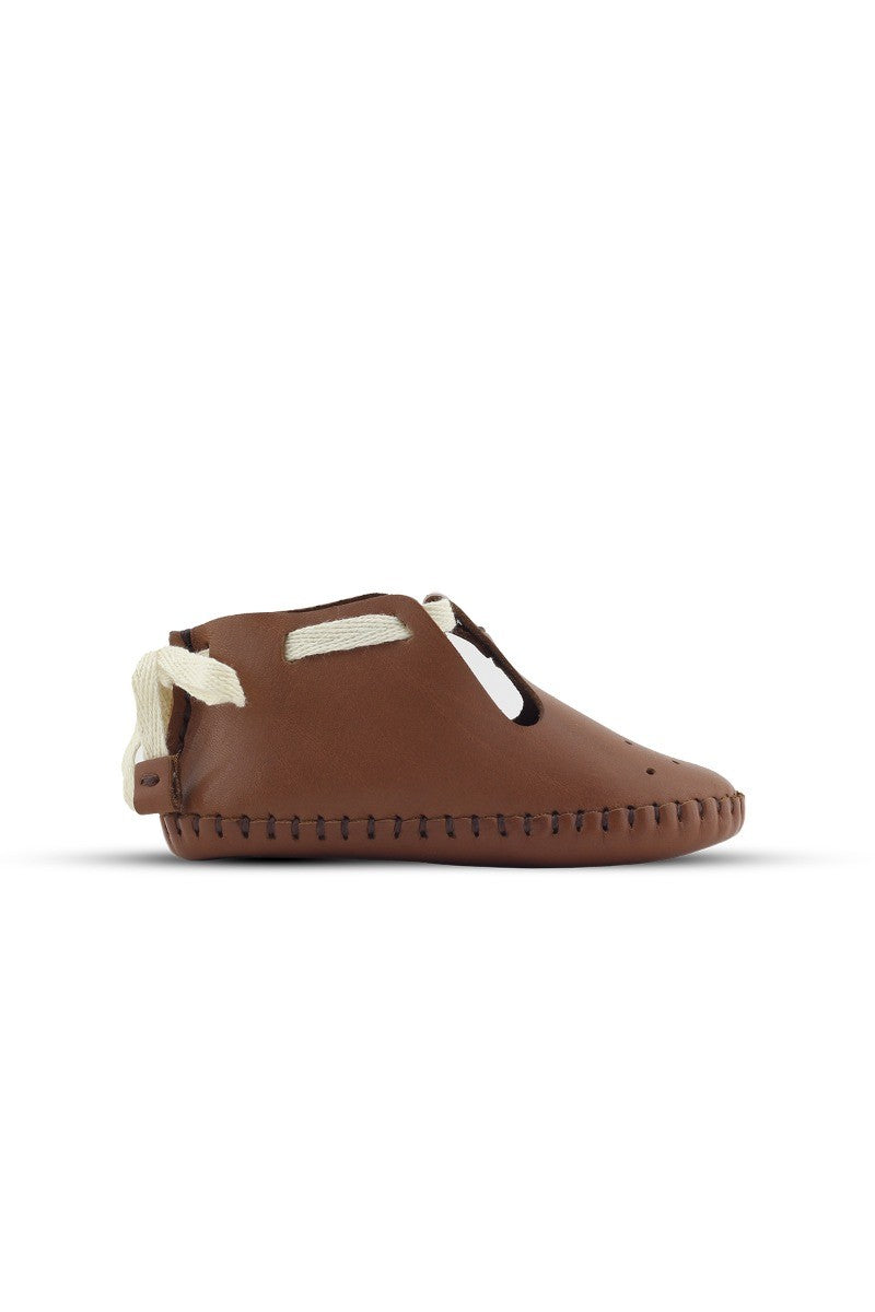 Baby Boys Genuine Leather Pre-walker Crib Shoes - Patik - Tan Brown