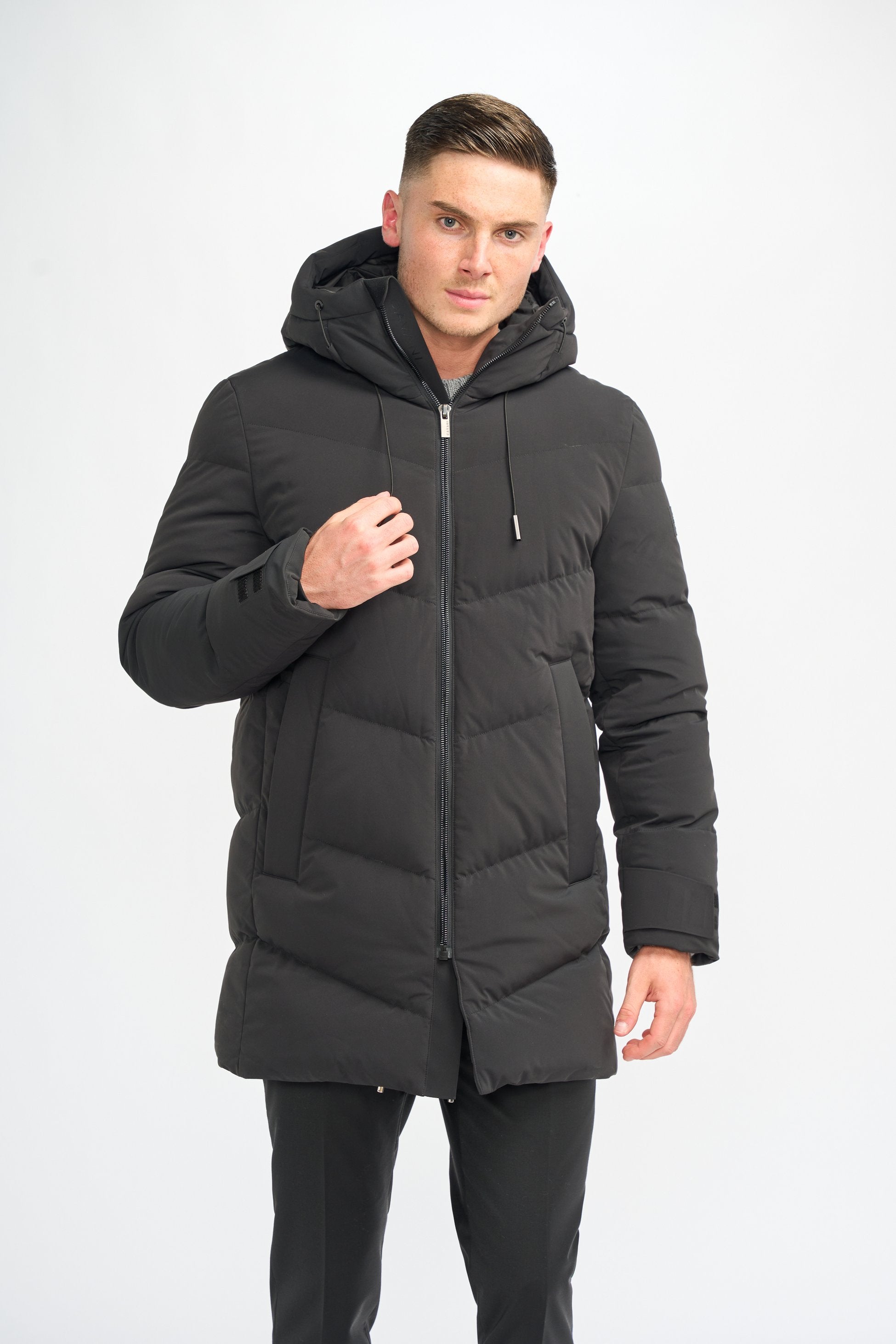 Men's Quilted Puffer Jacket Winter Coat - FABINI - Black