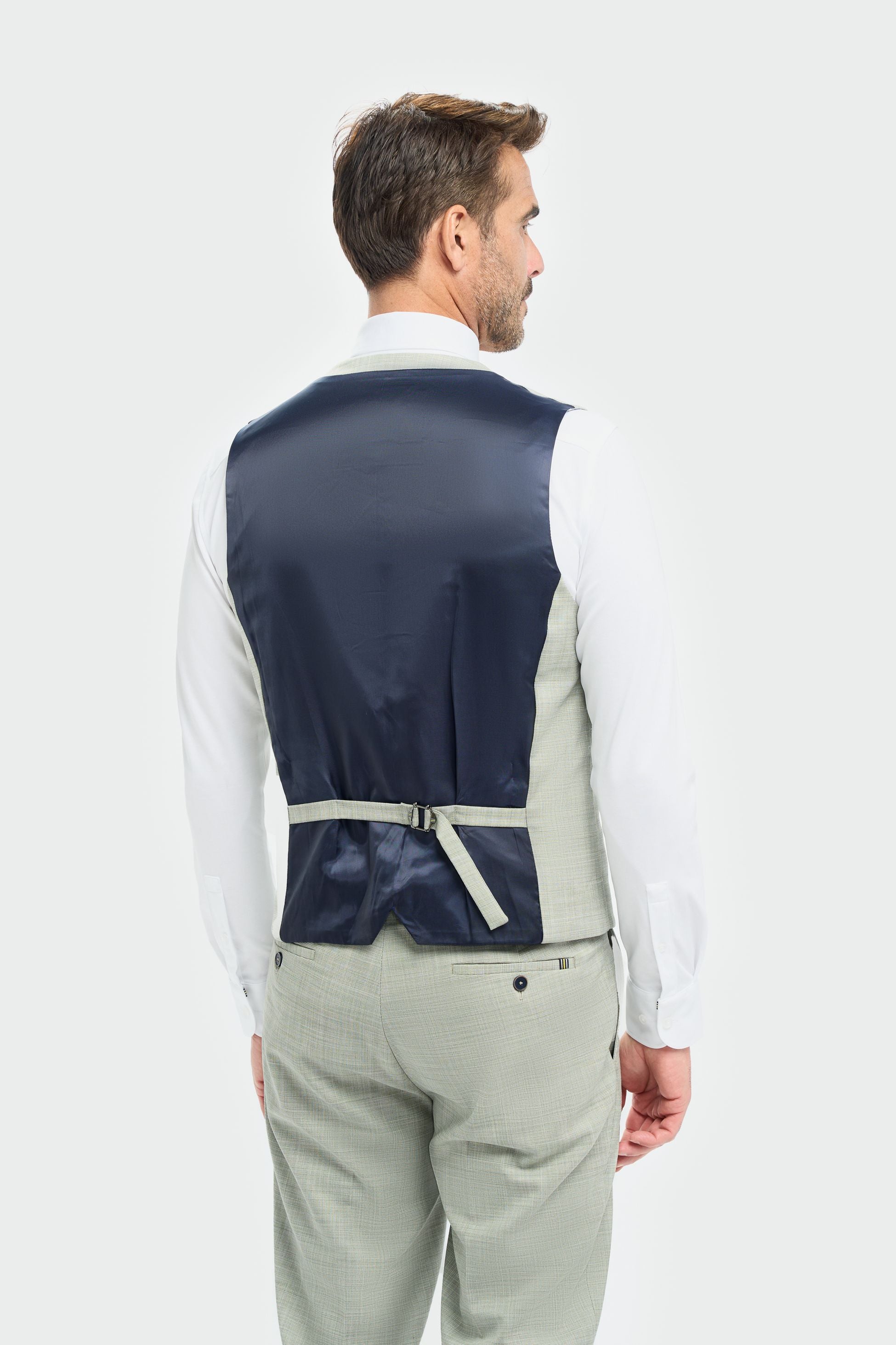 Men’s Sage Green Textured Waistcoat - Camden - Sage Green