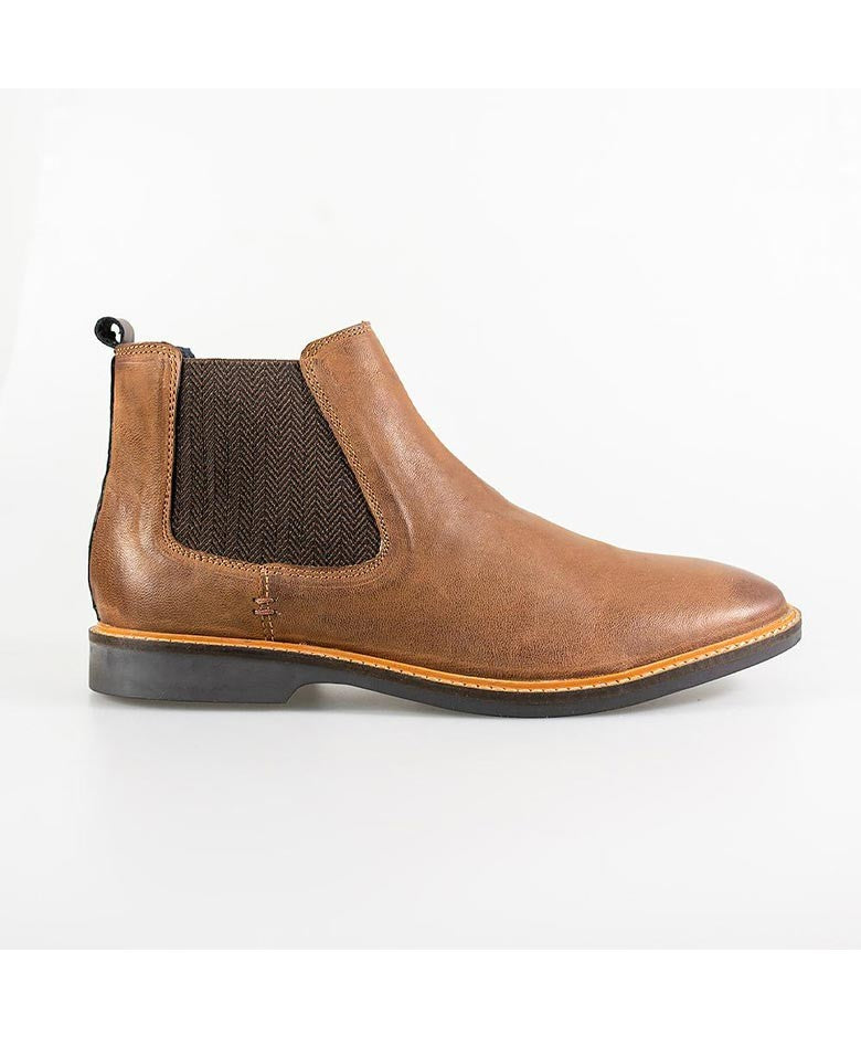 Men's Suede Low Ankle Slip On Chelsea Boots - ARIZONA - Tan Brown