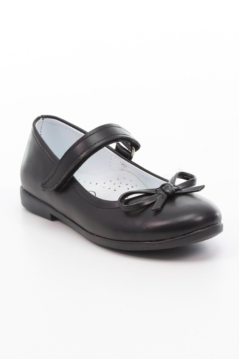 Girls Mary Jane Flat Dress Shoes - ANNA - Mat Black