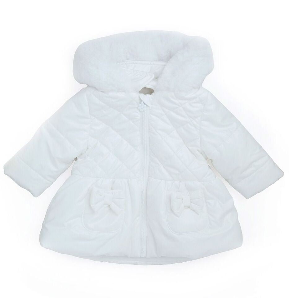 Baby & Girls' Quilted Hooded Puffer Coat - SASHA - White