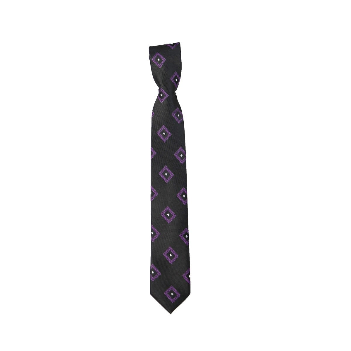 Boys Mixed Pattern Formal Tie & Hankie Set - Black Purple