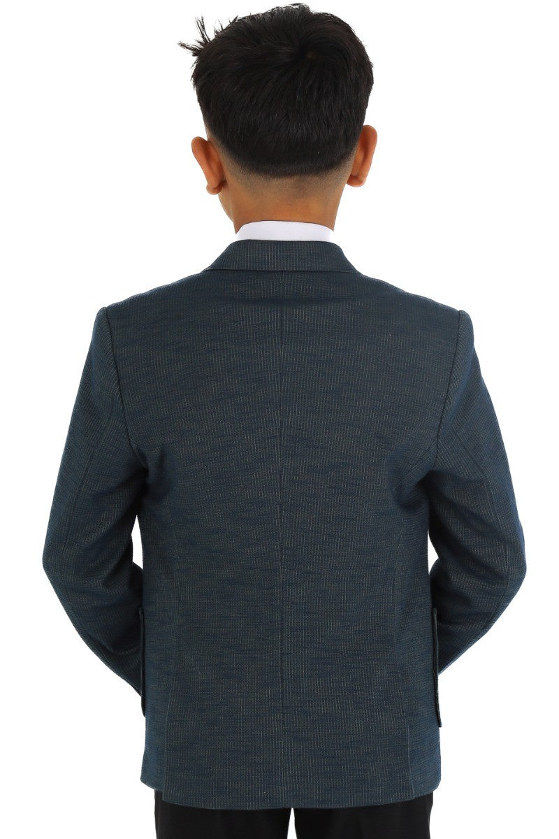 Boys Cotton Blend Slim Fit Formal Twill Blazer - Khaki Green