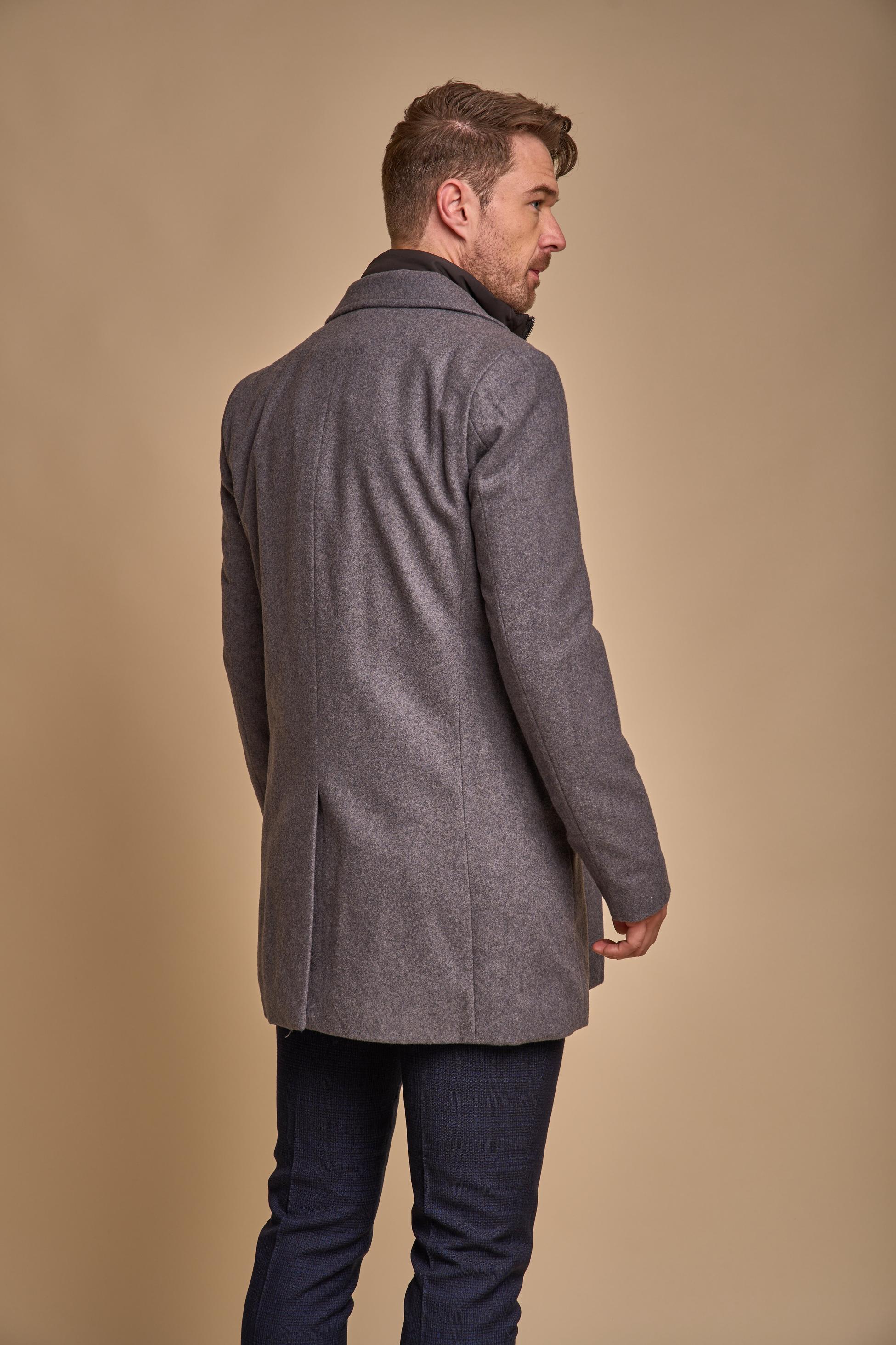 Men's Slim Fit Wool Blend Coat - SANFORD - Slate